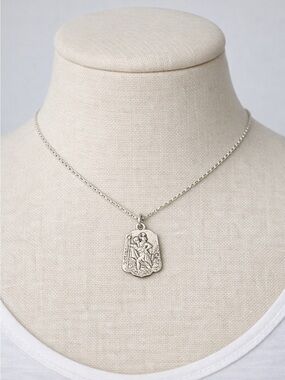 Vintage German Silver St. Christopher Medal- Germany Mid Century Pendant